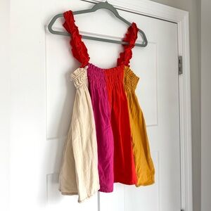 Bibi colorblock, striped tank with ruffle straps